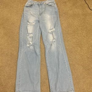 Wax Jeans Ripped washed baggy jeans